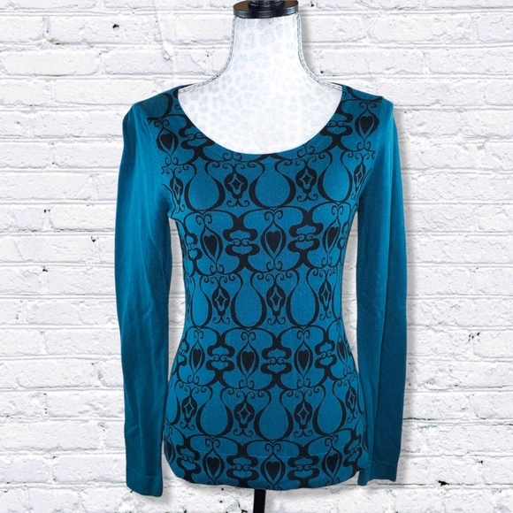 CLOSET CLOSING! Mossimo • Deep Teal Swirl Slim Fit Sweater - Picture 1 of 7